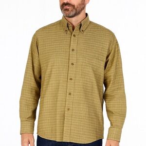 Brooks Brothers Olive Checkered Button Down Shirt Size L Cotton Wool Long Sleeve